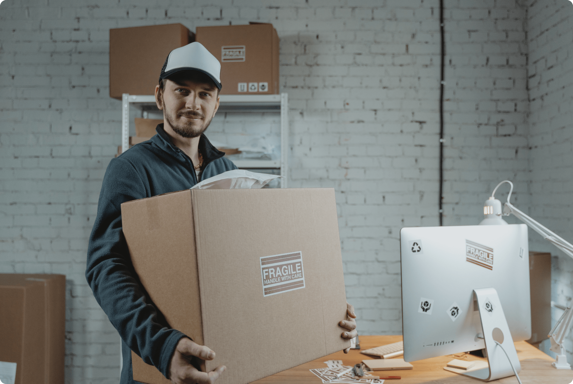 Warehouse worker handling products